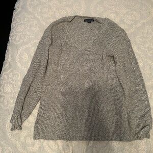 American Eagle Outfitters Gray V-Neck Sweater